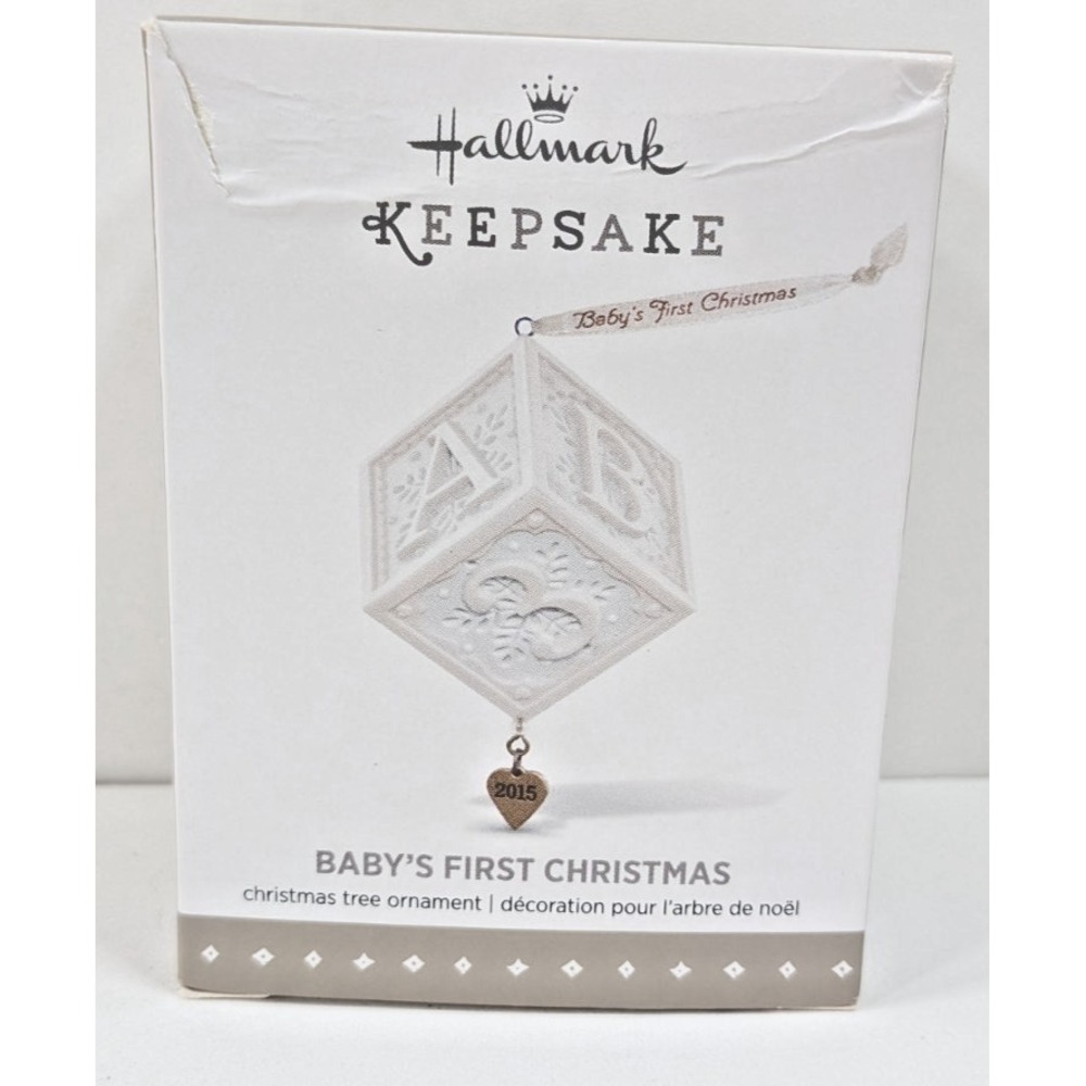 HALLMARK KEEPSAKE BABY'S FIRST CHRISTMAS PORCELAIN ORNAMENT 2015